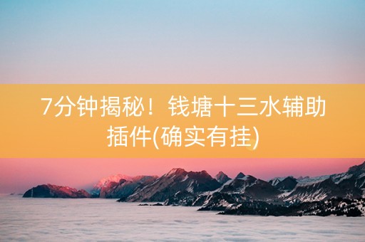 7分钟揭秘！钱塘十三水辅助插件(确实有挂)