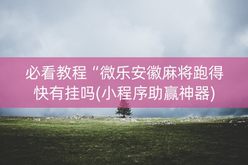 必看教程“微乐安徽麻将跑得快有挂吗(小程序助赢神器)