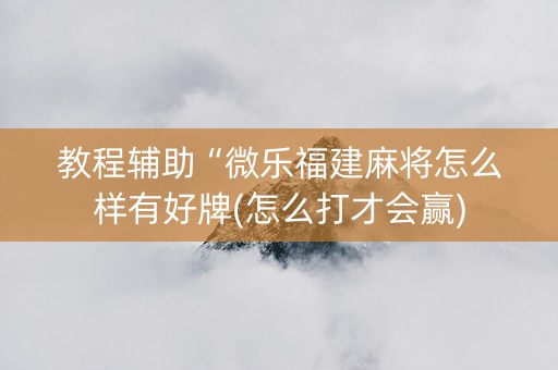 教程辅助“微乐福建麻将怎么样有好牌(怎么打才会赢)
