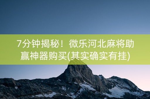 7分钟揭秘！微乐河北麻将助赢神器购买(其实确实有挂)