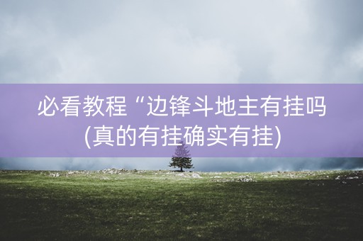 必看教程“边锋斗地主有挂吗(真的有挂确实有挂)