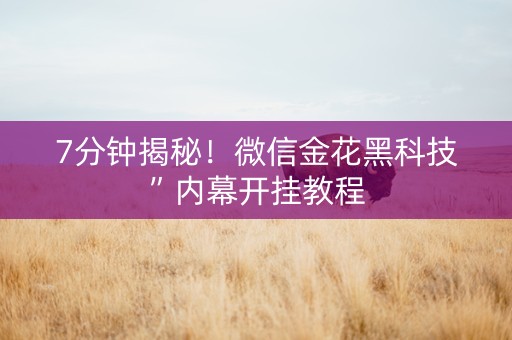7分钟揭秘！微信金花黑科技”内幕开挂教程