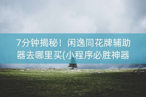 7分钟揭秘！闲逸同花牌辅助器去哪里买(小程序必胜神器)
