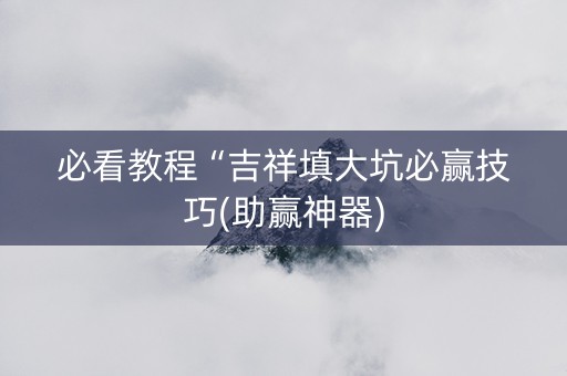 必看教程“吉祥填大坑必赢技巧(助赢神器)