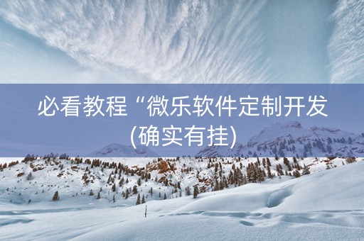 必看教程“微乐软件定制开发(确实有挂)