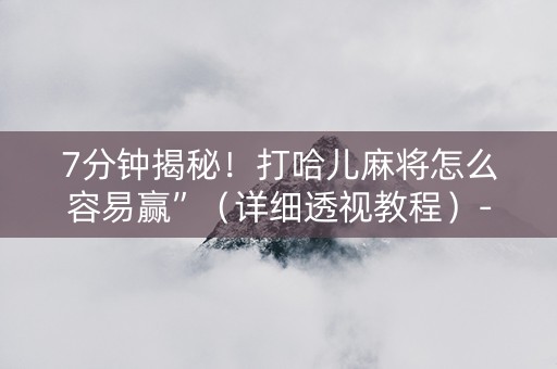 7分钟揭秘！打哈儿麻将怎么容易赢”（详细透视教程）-哔哩哔哩