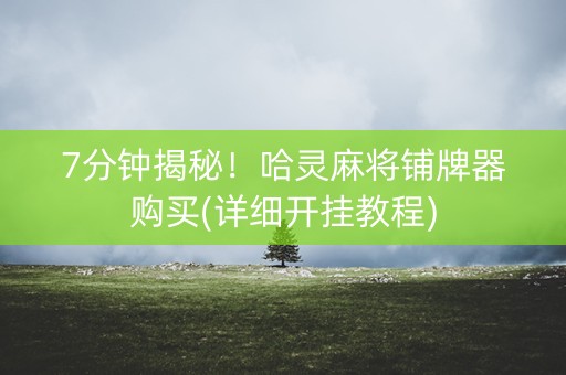 7分钟揭秘！哈灵麻将铺牌器购买(详细开挂教程)