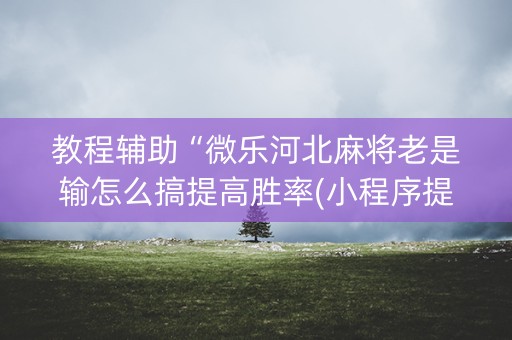 教程辅助“微乐河北麻将老是输怎么搞提高胜率(小程序提高胜率)