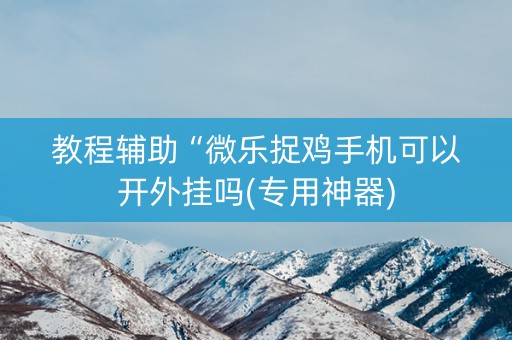 教程辅助“微乐捉鸡手机可以开外挂吗(专用神器)