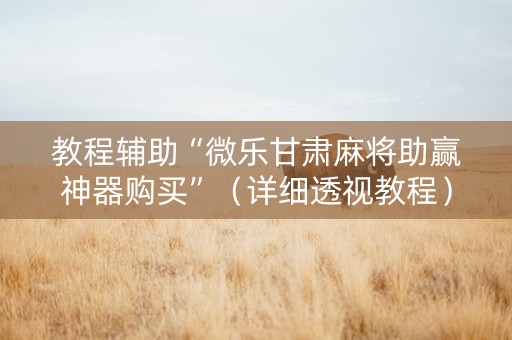 教程辅助“微乐甘肃麻将助赢神器购买”（详细透视教程）-哔哩哔哩