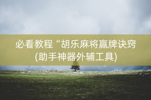 必看教程“胡乐麻将赢牌诀窍(助手神器外辅工具)
