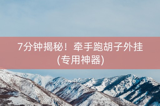 7分钟揭秘！牵手跑胡子外挂(专用神器)