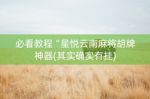 必看教程“星悦云南麻将胡牌神器(其实确实有挂)