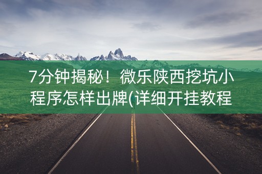 7分钟揭秘！微乐陕西挖坑小程序怎样出牌(详细开挂教程)