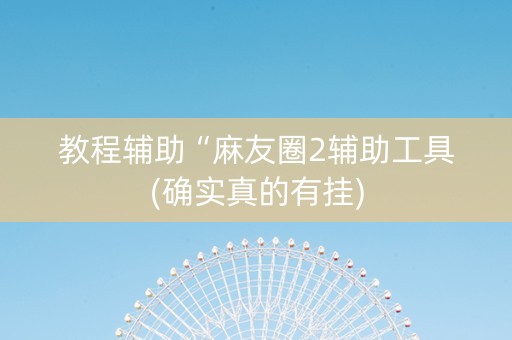 教程辅助“麻友圈2辅助工具(确实真的有挂)