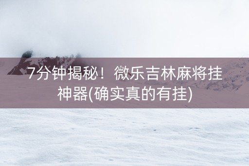 7分钟揭秘！微乐吉林麻将挂神器(确实真的有挂)