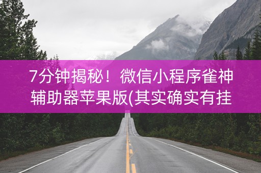 7分钟揭秘！微信小程序雀神辅助器苹果版(其实确实有挂)