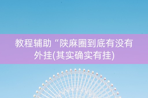 教程辅助“陕麻圈到底有没有外挂(其实确实有挂)
