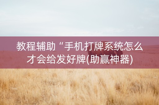 教程辅助“手机打牌系统怎么才会给发好牌(助赢神器)