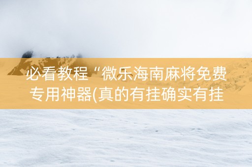 必看教程“微乐海南麻将免费专用神器(真的有挂确实有挂)