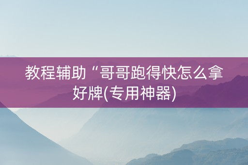 教程辅助“哥哥跑得快怎么拿好牌(专用神器)