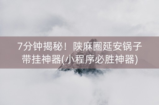 7分钟揭秘！陕麻圈延安锅子带挂神器(小程序必胜神器)