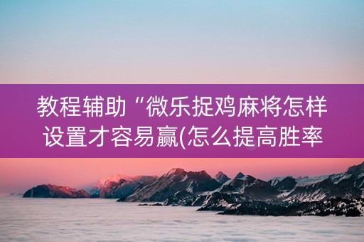 教程辅助“微乐捉鸡麻将怎样设置才容易赢(怎么提高胜率)