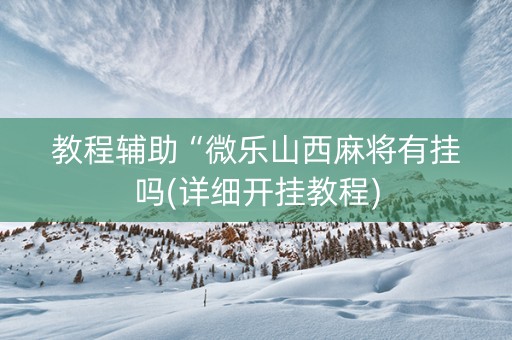 教程辅助“微乐山西麻将有挂吗(详细开挂教程)
