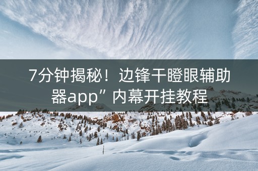 7分钟揭秘！边锋干瞪眼辅助器app”内幕开挂教程