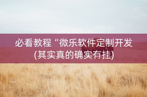 必看教程“微乐软件定制开发(其实真的确实有挂)