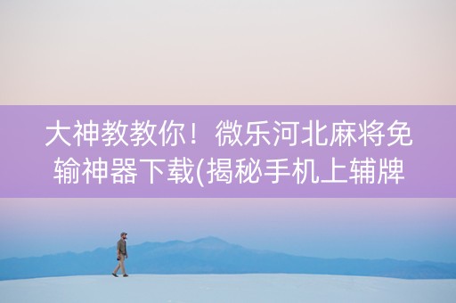 大神教教你！微乐河北麻将免输神器下载(揭秘手机上辅牌器)