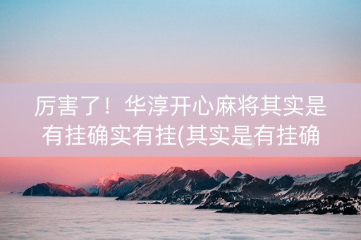 厉害了！华淳开心麻将其实是有挂确实有挂(其实是有挂确实有挂)