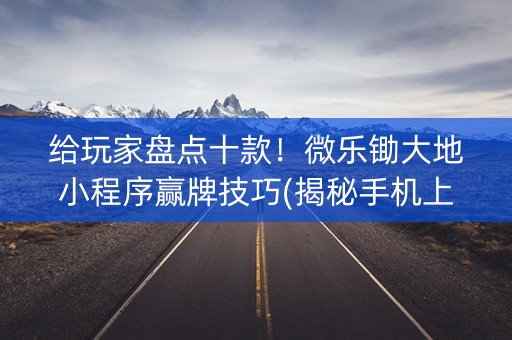 给玩家盘点十款！微乐锄大地小程序赢牌技巧(揭秘手机上辅牌器)