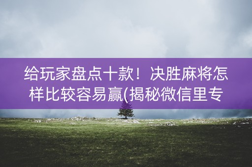 给玩家盘点十款！决胜麻将怎样比较容易赢(揭秘微信里专用神器)