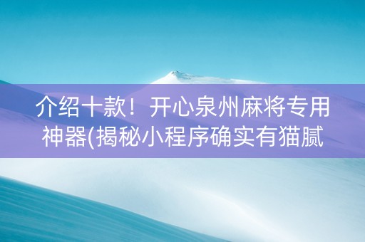 介绍十款！开心泉州麻将专用神器(揭秘小程序确实有猫腻)
