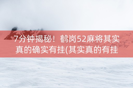 7分钟揭秘！鹤岗52麻将其实真的确实有挂(其实真的有挂)