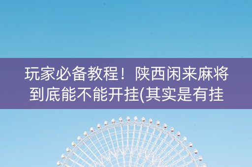 玩家必备教程！陕西闲来麻将到底能不能开挂(其实是有挂的)