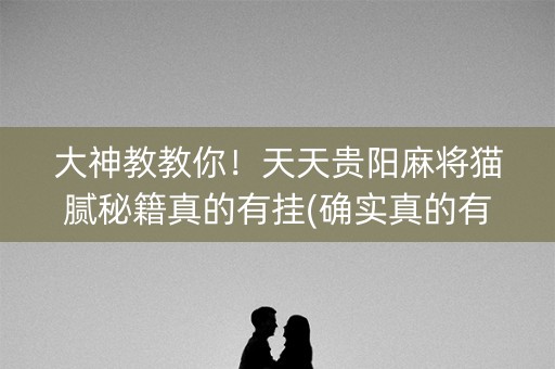 大神教教你！天天贵阳麻将猫腻秘籍真的有挂(确实真的有挂)