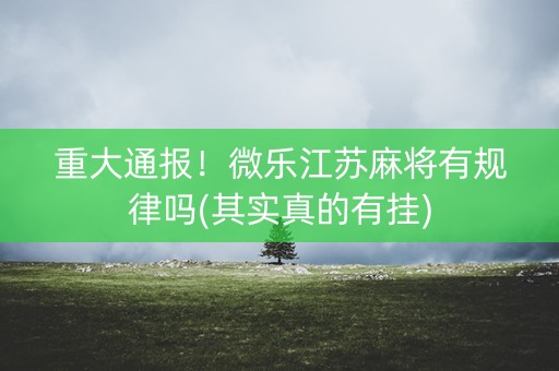 重大通报！微乐江苏麻将有规律吗(其实真的有挂)