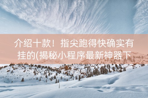 介绍十款！指尖跑得快确实有挂的(揭秘小程序最新神器下载)