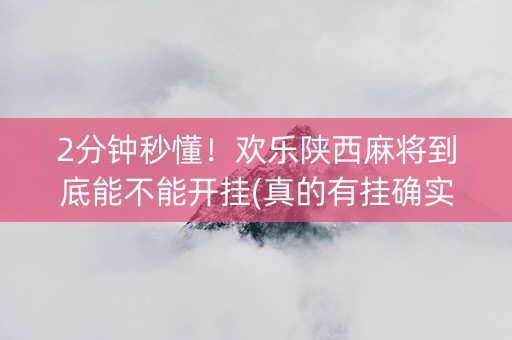 2分钟秒懂！欢乐陕西麻将到底能不能开挂(真的有挂确实有挂)