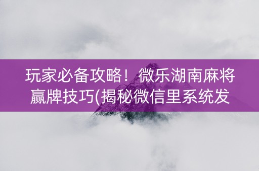 玩家必备攻略！微乐湖南麻将赢牌技巧(揭秘微信里系统发好牌)