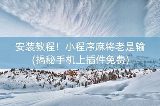 安装教程！小程序麻将老是输(揭秘手机上插件免费)