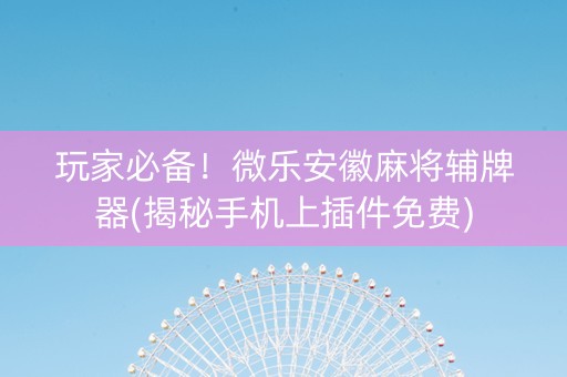 玩家必备！微乐安徽麻将辅牌器(揭秘手机上插件免费)