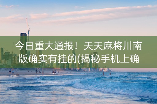 今日重大通报！天天麻将川南版确实有挂的(揭秘手机上确实有猫腻)