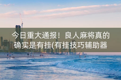 今日重大通报！良人麻将真的确实是有挂(有挂技巧辅助器)