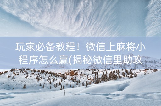 玩家必备教程！微信上麻将小程序怎么赢(揭秘微信里助攻神器)