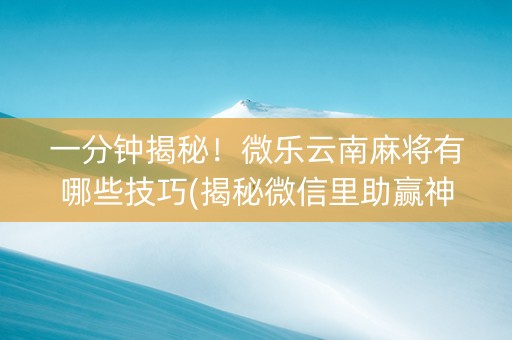 一分钟揭秘！微乐云南麻将有哪些技巧(揭秘微信里助赢神器购买)
