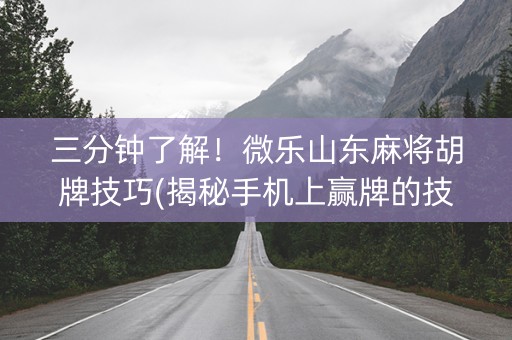 三分钟了解！微乐山东麻将胡牌技巧(揭秘手机上赢牌的技巧)