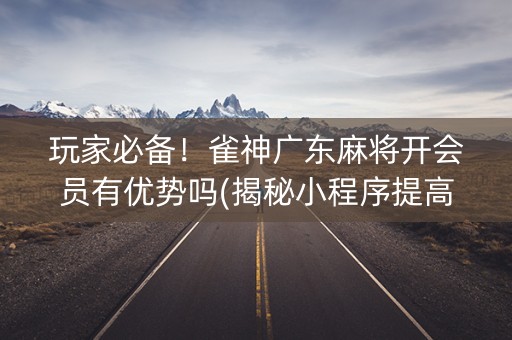 玩家必备！雀神广东麻将开会员有优势吗(揭秘小程序提高胜率)